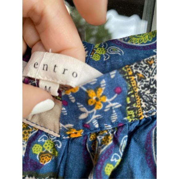 Anthropologie Entro Bohemian Multicolor Tunic Blouse Square Neck, Sz Medium - Picture 7 of 8